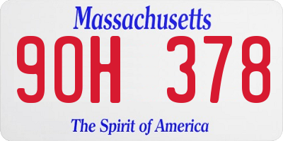 MA license plate 9OH378