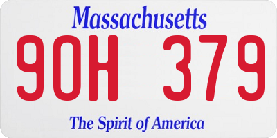 MA license plate 9OH379