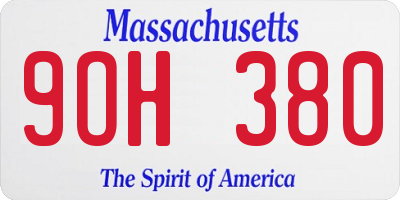 MA license plate 9OH380