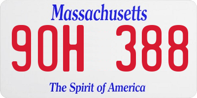 MA license plate 9OH388