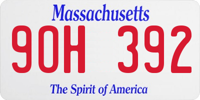 MA license plate 9OH392
