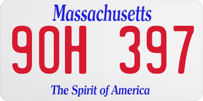MA license plate 9OH397