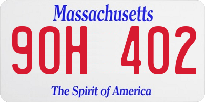 MA license plate 9OH402