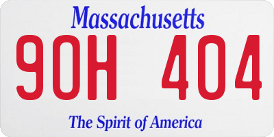 MA license plate 9OH404