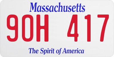MA license plate 9OH417