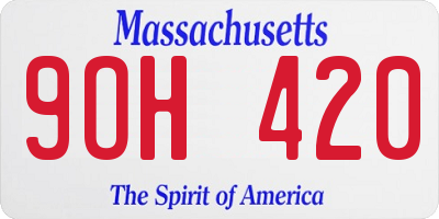 MA license plate 9OH420