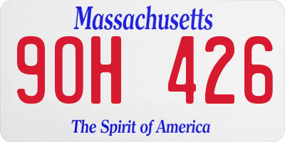 MA license plate 9OH426