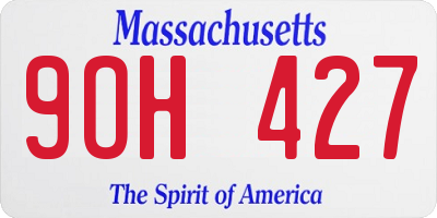 MA license plate 9OH427