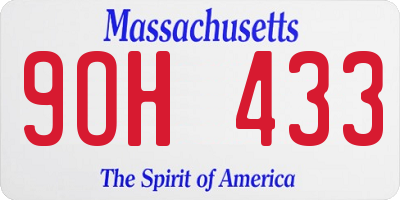 MA license plate 9OH433