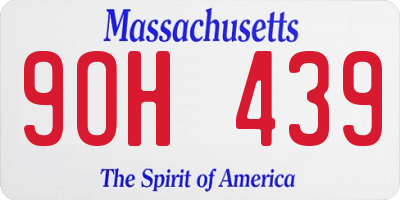 MA license plate 9OH439
