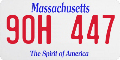 MA license plate 9OH447