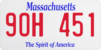 MA license plate 9OH451