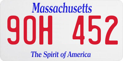 MA license plate 9OH452