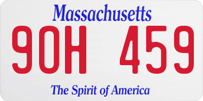 MA license plate 9OH459