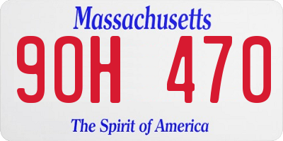MA license plate 9OH470