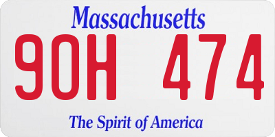 MA license plate 9OH474