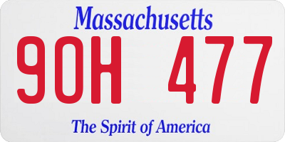 MA license plate 9OH477
