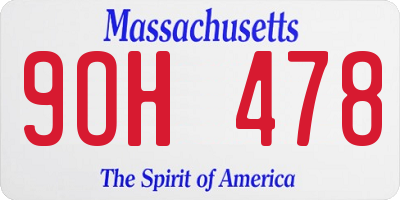 MA license plate 9OH478
