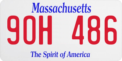 MA license plate 9OH486