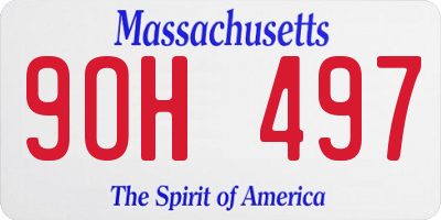 MA license plate 9OH497