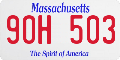 MA license plate 9OH503
