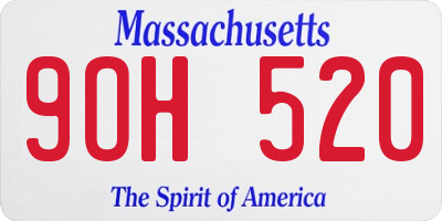 MA license plate 9OH520