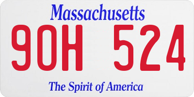 MA license plate 9OH524