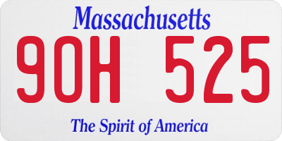MA license plate 9OH525
