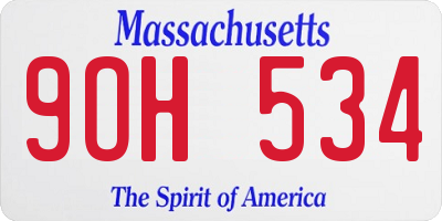 MA license plate 9OH534