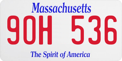 MA license plate 9OH536