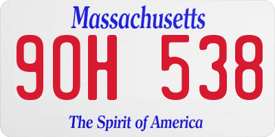 MA license plate 9OH538