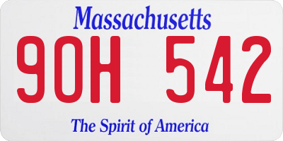 MA license plate 9OH542