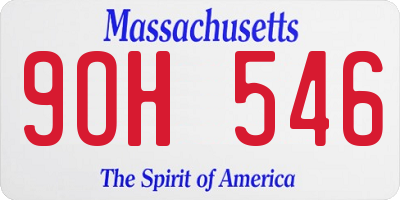MA license plate 9OH546