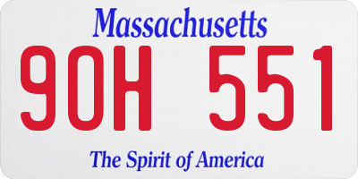 MA license plate 9OH551