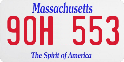 MA license plate 9OH553