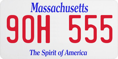 MA license plate 9OH555