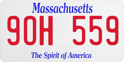 MA license plate 9OH559
