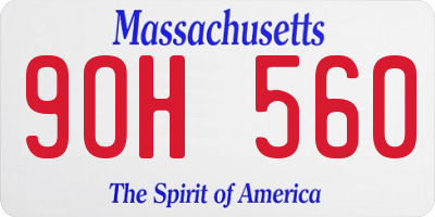 MA license plate 9OH560