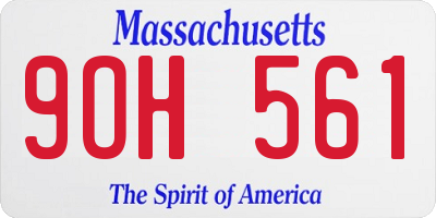 MA license plate 9OH561