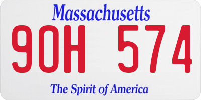 MA license plate 9OH574