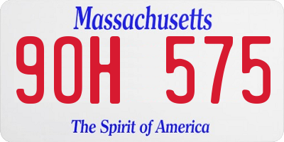 MA license plate 9OH575