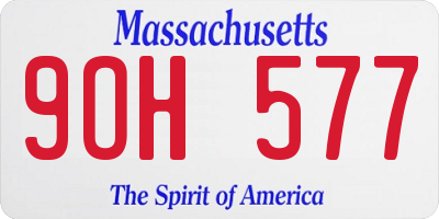 MA license plate 9OH577