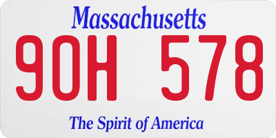 MA license plate 9OH578