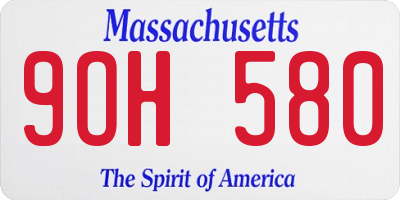 MA license plate 9OH580