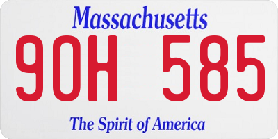 MA license plate 9OH585