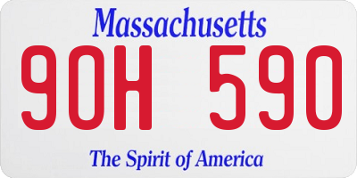 MA license plate 9OH590