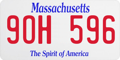 MA license plate 9OH596