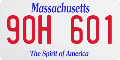 MA license plate 9OH601