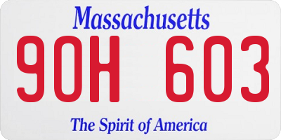 MA license plate 9OH603