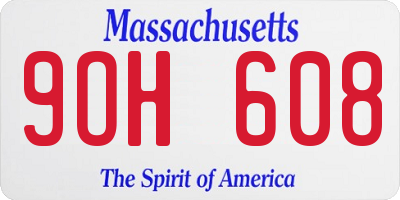 MA license plate 9OH608